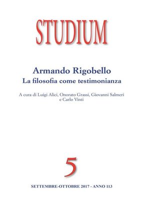 cover image of Studium--Armando Rigobello--la filosofia come testimonianza
